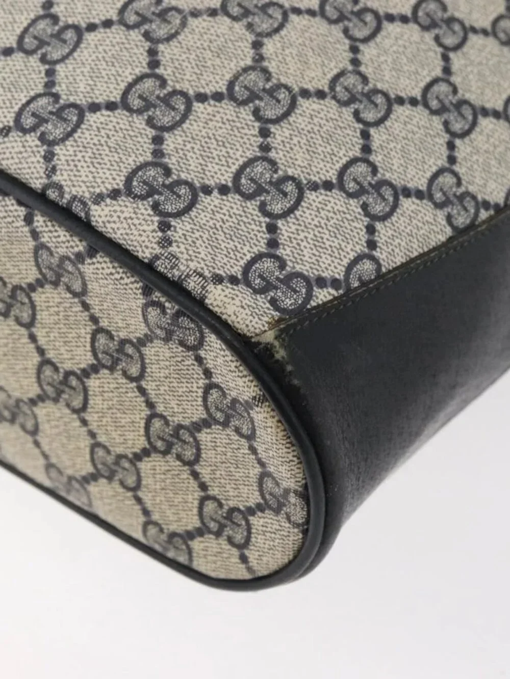GUCCI GG Supreme Web Sherry Line Purse Bag PVC Navy Gold 41 02 033 Auth